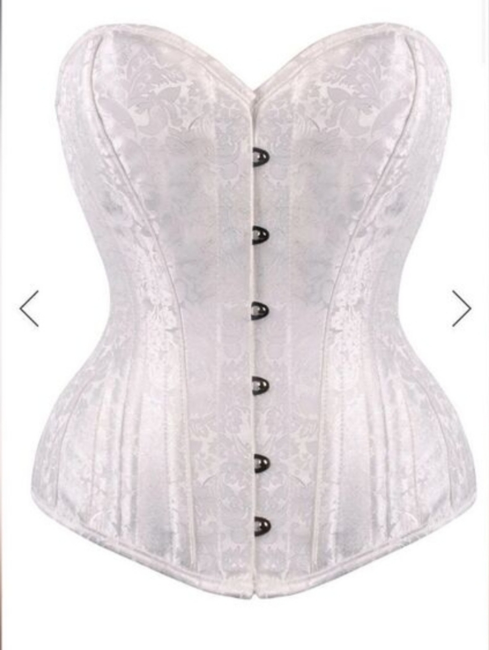 White Floral Satin Overbust Corset